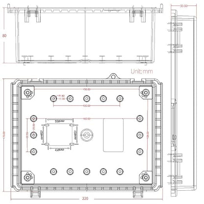 Electrical Junction Box,Hinged Cover Stainless Steel Buckles, IP67 Outdoor Project Box Weatherproof DIY Electrical Enclosure 8.6×6.7×4.3 inch (220×170×110mm)