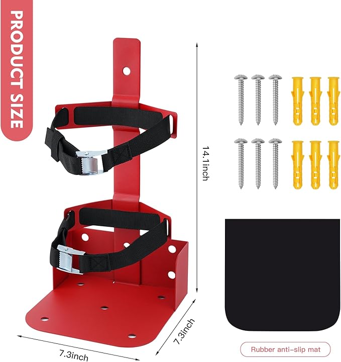 Fire Extinguisher Mount,Heavy Duty Vehicle Bracket Compatible with 20lb ABC, 10lb CO2 or a 15lb CO2 Fire Extinguishers（Red ）