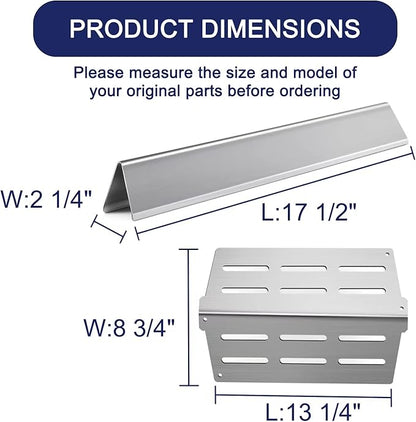 17.5" Grill Flavorizer Bars 7622 Heat Deflector for Weber Genesis E310 E320 E330 S310 S330 EP310 with Front Control Knob Stainless Steel Grill Parts for Weber Genesis 300 Series 7620 65055