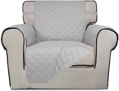 PureFit Reversible Chair Sofa Cover Dog Couch Covers for Sofa, 25.5 in | Light Gray/Light Gray, Water Resistant Couch Protector, Washable Pet Couch Cover with Non Slip and Elastic Straps For Kids