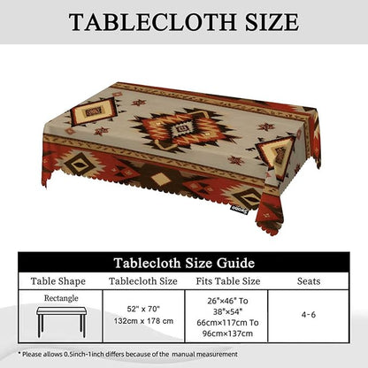 Swono Rectangle Tablecloth Geometric Pattern Table Cover 52x70 Inch American Southwest Native Style Aztec Table Cloth Rectangle Tables Decorative Tablecloth for Dining Party Camping BBQ