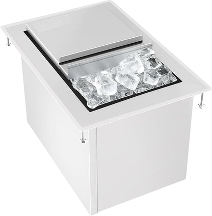 HARDURA Drop-in Stainless Steel Ice Bin | Commercial, Insulated Ice Chest, Sliding Cover, For Storing Ice Cold Wine Beer