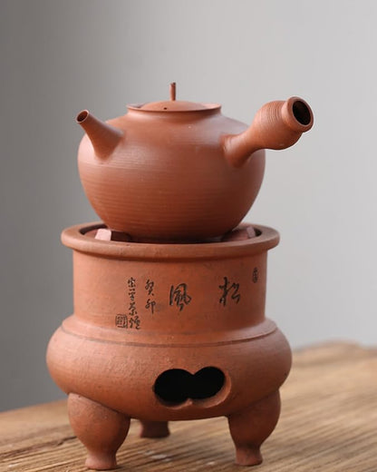 Chaozhou Imperial Kiln rare red clay charcoal stove Tea set Kung Fu Tea stove Outdoor Heating stove Barbecue oven Clay stove (old rock clay charcoal stove)