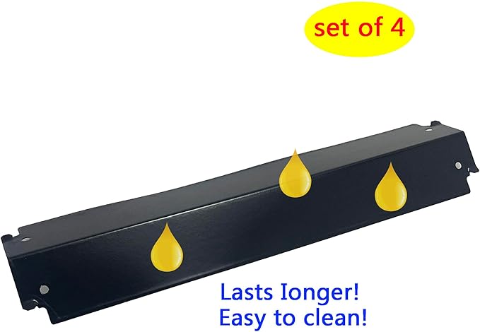 Parts DP125 (4-pack) Porcelain Steel Heat Shield/Heat Plates 16 "x 3 13/16" Replacement for Charbroil, fits for Thermos, fits for Kenmore Sears and other Gas Grill Models