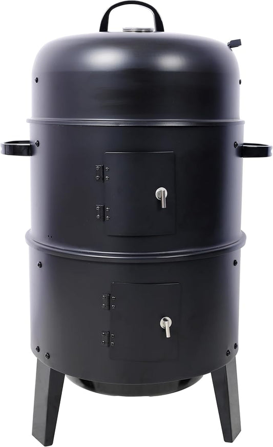 16 Inch Vertical Charcoal Smoker Grill, Portable Wood BBQ Smoker for Outdoor Camping Backyard Cooking, Black