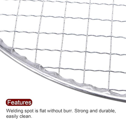 HARFINGTON 5pcs Round BBQ Grill Net 10.4" Dia Galvanized Iron Barbecue Mesh Mat for Baking Smoking Charcoal Grilling Roasting