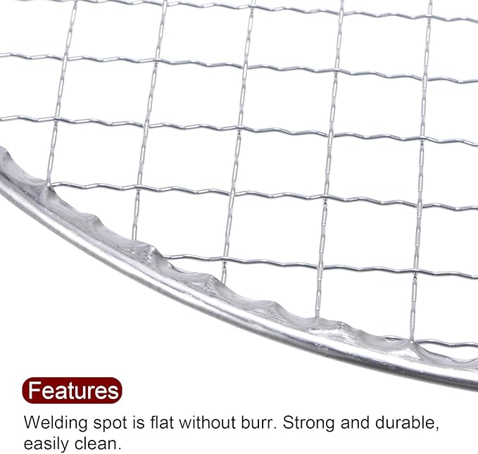 HARFINGTON 5pcs Round BBQ Grill Net 9.5" Dia Galvanized Iron Barbecue Mesh Mat for Baking Smoking Charcoal Grilling Roasting