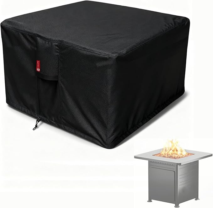 SheeChung Fire Pit Cover Square 50"Lx50"Wx24"H,Waterproof 600D Heavy Duty Fire Pit Table Cover,Gas Propane Fire Pit Covers Square 50 Inch,Tear Resistant,Outdoor Fireplace Cover for Outside,Garden,Yard