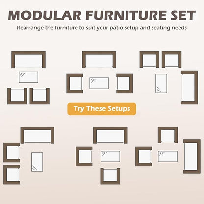 FDW | 4-Piece Patio Furniture Set | Blue | Outdoor Wicker Furniture with Coffee Table | Modern Rattan Chairs Conversation Set | Outdoor Seating | Weather-Resistant | for Porch, Garden, Lawn