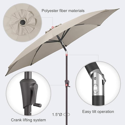 11FT Outdoor Patio Umbrella - Table Umbrella Waterproof UV Protection, Sombrillas de Patio with Push Button Tilt, Sun Umbrella for Pool, Porch, Garden, Deck, Backyard (Taupe)