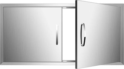 Outdoor Kitchen Doors 42W x 21H Inch, Double BBQ Access Doors 304 Stainless Steel for Outdoor Kitchen Cabinet Grill Station or BBQ Island