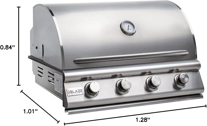 Blaze Prelude LBM Built-In Propane Gas Grill | 32-Inch 4-Burner BBQ with 56,000 BTUs | 304 Stainless Steel Construction | Flame Stabilizing Grids | BLZ-4LBM-LP