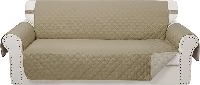 Reversible Oversized Sofa Covers, XL Sofa, Camel/Beige | Couch Cover Furniture Protector for Dogs Elastic Straps Water Repellent Furniture for 4 Cushion Couch