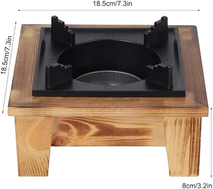 Japanese Barbecue Grill, Mini Portable Barbecue Grill Food Charcoal Stove with Wooden Base Barbecue Stove Kitchen Utensils Outdoor Picnic Cooker