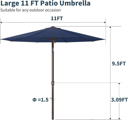 PatioKingdom Auto-Tilt 9FT Patio Umbrella Outdoor with 8 Sturdy Fiberglass Ribs,Market Table Umbrella for Pool,Backyard,Deck and Garden