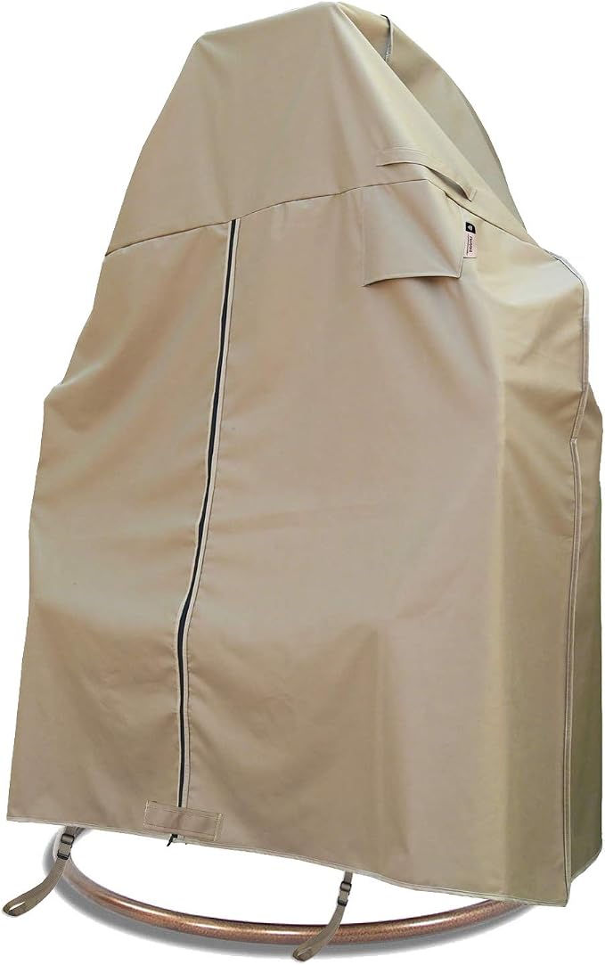 Patio 2 Person Egg Chair Cover with Adjustable X-Lock System and Zipper, Easy On Easy Off, Heavy Duty 100% Waterproof 600D Oxford Hanging Swing Chair Winter Cover