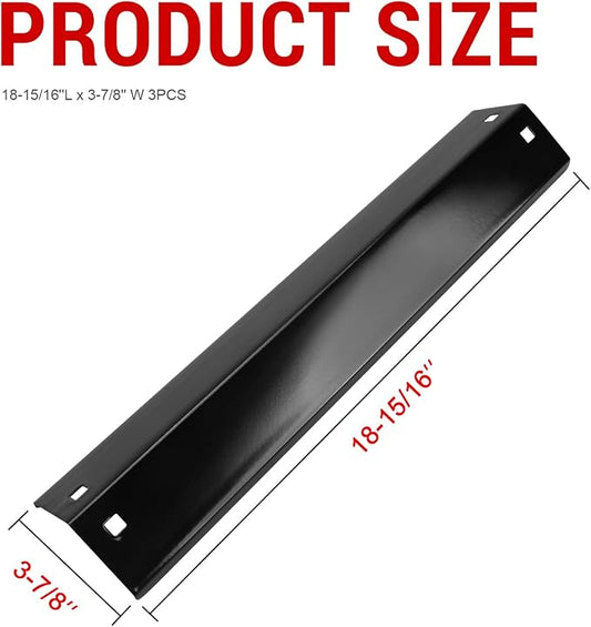 GGC Heat Plate Replacement for Char Griller 3001, 3008, 3030, 4000, 5050, 5252, 5650,5072 and King Griller 3008, 5252, 3 PCS Porcelain Steel Chargriller Replacement Parts (18-15/16” x 3-7/8”)