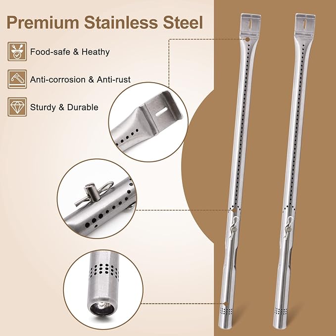 Criditpid Grill Replacement Parts for Charbroil 2 Burner 463644220 463642316 463632520 463632320 463675016 Models, Stainless Steel Grill Burners, Heat Plate Shields, Crossover Tubes and Ignitors.
