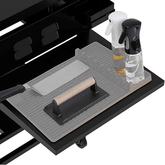 3 in 1 Grill Side Shelf Mat,Silicone Large Non-slip Grill Tool Mat for Blackstone,Utensil Rest with Drip Pad for Flat Top Grill Accessories, Outdoor Grill Utensils Holder for BBQ,Gray