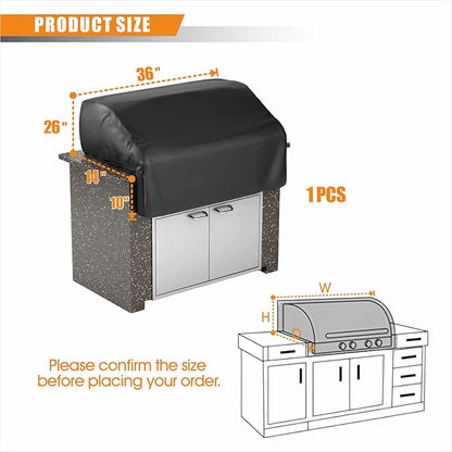 36" Built-in Grill Cover for Outdoor Kitchen - Winterproof & Waterproof BBQ Grill Head Cover, Heavy Duty 420D Oxford, Snow/Frost/Rain Protection for Built-in Gas Grills