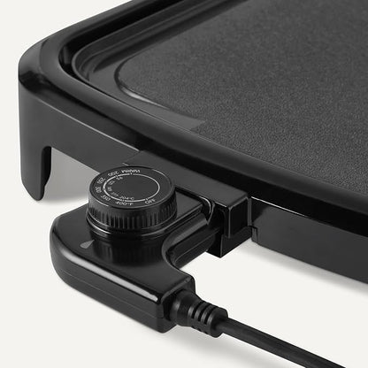 Amazon Basics Electric Griddle with Nonstick Ceramic Coating, Adjustable Temperature, Detachable Dishwasher Safe Plate, Drip Tray, 10 x 20 inches, Black