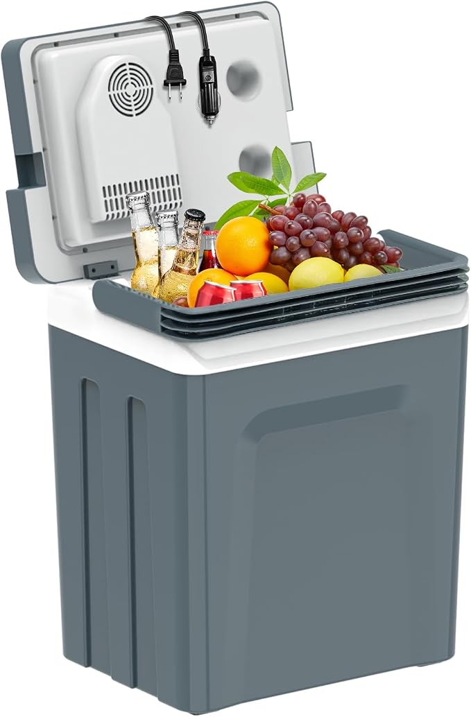 TopAutoGear 25L/30L Portable Electric Cooler & Warmer 32℉-149℉, Small Refrigerator with Handle, 110V AC and 12V DC Car Fridge, Camping/Outdoor/Travel Cooler for Vehicles & Trucks, Grey 30L