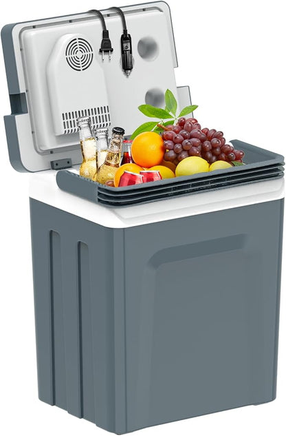 TopAutoGear 25L/30L Portable Electric Cooler & Warmer 32℉-149℉, Small Refrigerator with Handle, 110V AC and 12V DC Car Fridge, Camping/Outdoor/Travel Cooler for Vehicles & Trucks, Grey 30L
