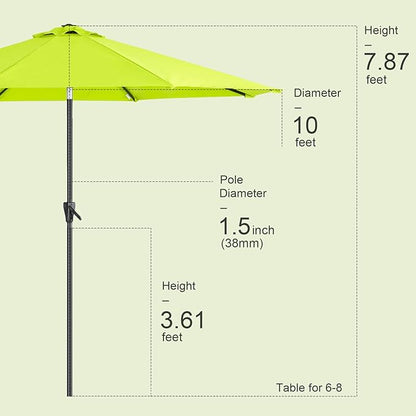 Tempera Patio Market Outdoor Table Umbrella with Push Button Tilt and Crank, Large Sun Umbrella with Sturdy Pole & Fade Resistant Canopy, Easy to Set