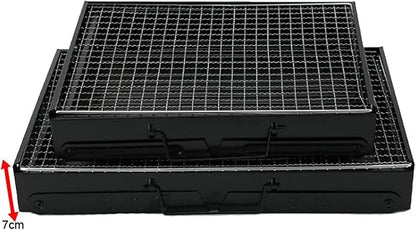 IRYZE Portable Charcoal Grill Charcoal BBQ Grill Stainless Steel BBQ Foldable Portable Outdoor Cooking Camping Hiking Picnic BBQ Grill for Outdoor (Color : Black, Size : 35x27x20cm)