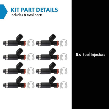 TRQ Fuel Injector Set | For 2005 Chevrolet Avalanche 1500 2007 Express 1500 2002-2006 Silverado 1500 Suburban 1500 Tahoe GMC Sierra 1500