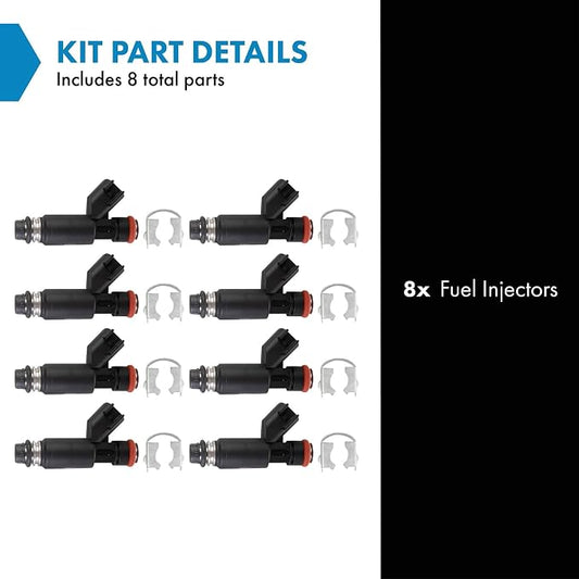 TRQ Fuel Injector Set | For 2005 Chevrolet Avalanche 1500 2007 Express 1500 2002-2006 Silverado 1500 Suburban 1500 Tahoe GMC Sierra 1500