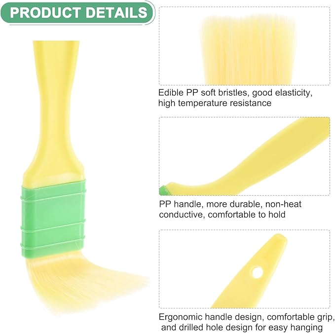 M METERXITY 2-Pack Pastry Brush, Soft Basting Baking BBQ Oil Brush for Cooking/Barbecue/Kitchen [1.6"]