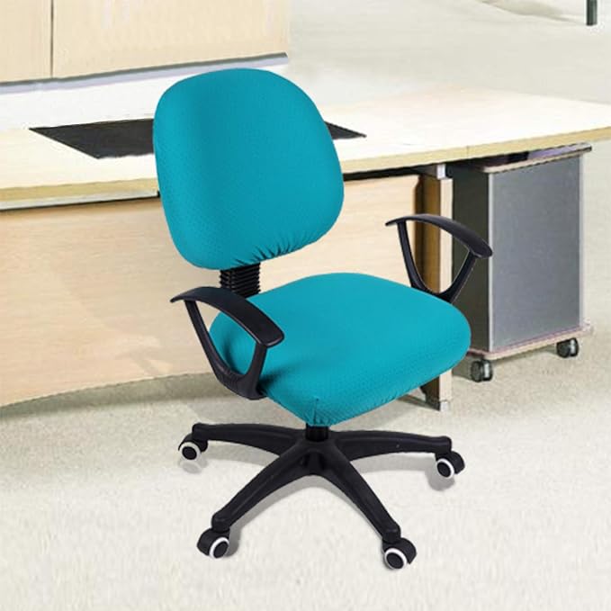 Smiry Office Computer Chair Covers for Desk Rotating Chair Protector | Stretch Jacquard Removable Washable Universal Slipcovers, Seat + Backrest Cover, Peacock Green