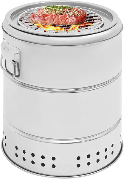 Portable Smokeless Barbecue Charcoal Barrel Grill Large Portable Charcoal Grills with 22 Skewers & Grill Mesh & Grease Tray BBQ Grill Barrel for Small Barbecues Picnics Camping