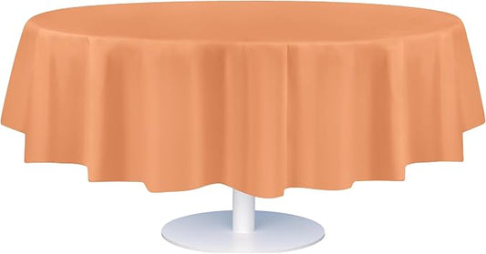 Grandipity Peach 12 Pack Premium Disposable Plastic Tablecloth 84" Inch Decorative Round Table Cover