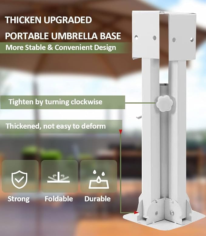 2Pack Foldable Portable Beach Umbrella Stand-Portable Patio Umbrella Base Holder,Outdoor Sunshade Anchor Size Plus Thickened,Rust Free Tempered Iron Umbrella Stand for Courtyard,Beach,Grass
