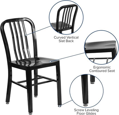 Flash Furniture Commercial Grade Black Metal Indoor-Outdoor Chair