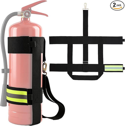 Shyyween 2 Pcs Adjustable Fire Extinguisher Carrying Strap Firefighter Gear Water Can Extinguisher Strap High-strength Nylon Webbing with Metal Buckle for Fire Safety (Green)