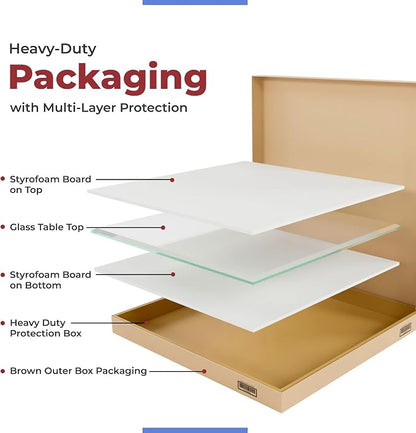 Clear Tempered Glass Table Top 12 Inch Square Beveled Edge with 1/2 Inch Thickness for Dining, Coffee or Side Tables by Fab Glass and Mirror