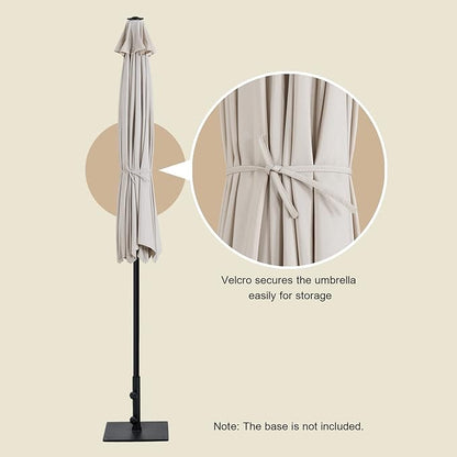 Tempera Striped Patio Umbrellas Outdoor Table Market Umbrellas with Crank & Pust Button Tilt|Auto-Tilt, 8 Steel Ribs, High Color-Fastness Canopy