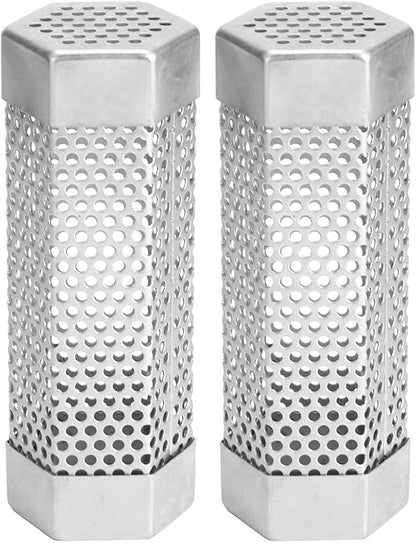 TOPINCN 2Pcs 304 Stainless Steel BBQ Grill Smoker Tube Mesh Tube Pellets Smoke Box 6in Stainless Steel Barbecue Accessory(#2)
