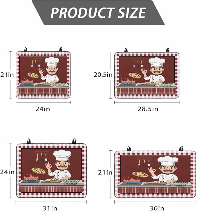 Stove Top Covers for Electric Stove 24x21 Inches, Ok Gourmet Cooking HeatResistant Glass Cooktop Protector, Funny Chef Kitchen Knife Fork Red Plaid Ceramic Stovetop Countertop Covers Mat, Oven Cover