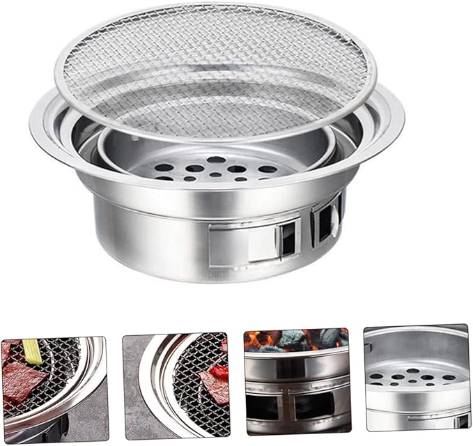 Totority Stainless Steel Korean Barbecue Oven Portable Grill Charcoal Grill Stove Outdoor Mini Bbq Stove