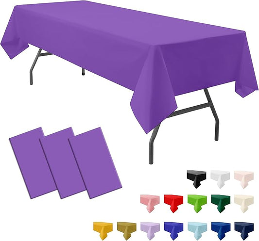 3-Pack Premium Plastic Violet Tablecloth Disposable 54" x 108" Rectangle Table Cover Party Pale Pastel Violet Table Cloths for Parties Birthday Wedding Engagement Bridal Shower Banquet
