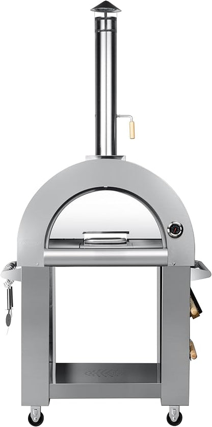 KoolMore 32 in. Outdoor Wood Fired Pizza Oven in Stainless-Steel (KM-OKS-WFPO)
