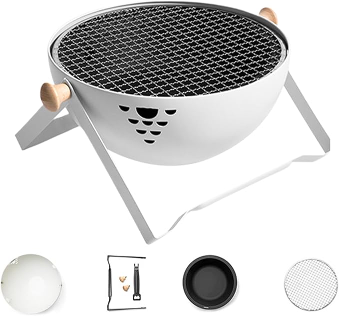 Charcoal Grill,Foldable Portable Heat-Resistant Stove,Charcoal BBQ Grills with Anti-Scalding Handle | for Outdoor Garden Table Travel Picnic Pan-Fried Meat Tea Brewing Hot Pot Cooking