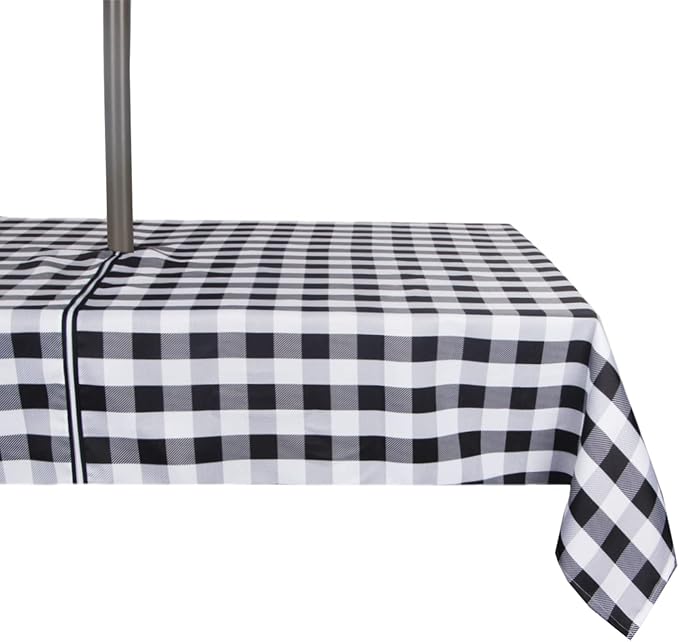EHouseHome Outdoor Indoor 60x84 inch Rectangle Tablecloth with Umbrella Hole and Zipper, Waterproof Zippered Patio Table Cloths, Spring/Summer Table Covers for Backyard Circular Table/BBQs/Picnic