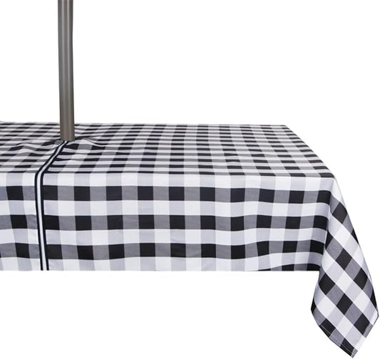 EHouseHome Outdoor Indoor 60x84 inch Rectangle Tablecloth with Umbrella Hole and Zipper, Waterproof Zippered Patio Table Cloths, Spring/Summer Table Covers for Backyard Circular Table/BBQs/Picnic