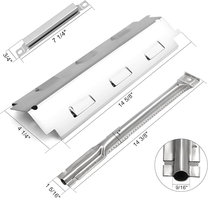 Criditpid Grill Replacement Parts for Charbroil 461442114 463441312 463441514. Stainless Steel BBQ Heat Shields, Burner Tubes and Crossover Tubes for Char-Broil 463440109 Gas Grill.