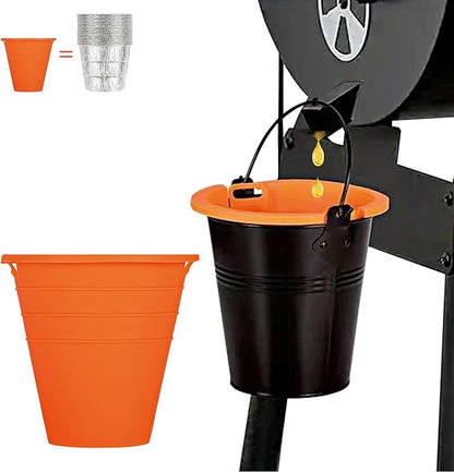 2pcs reuasble Silicone Grease Bucket Liners Compatible for Traeger/Pit Boss ect/Oklahoma Joe' /Green Mountain Grill Drip Tray Bucket Liner for pro Pellet Wood Smoker Grill Accessories（Orange）